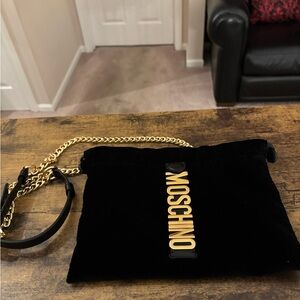 Moschino Black Velvet Crossbody Bag.  New. Never used.